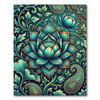 Turquoise Golden Lotus Paisley Floral Rug