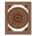 Classic Terracotta Greek Key Spiral Medallion Rug