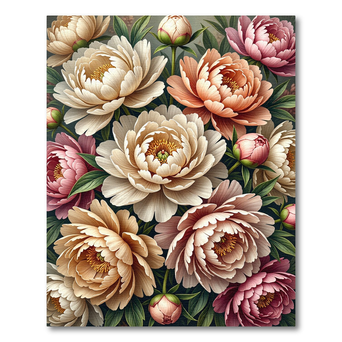Vibrant Peony Blossom Composition Rug