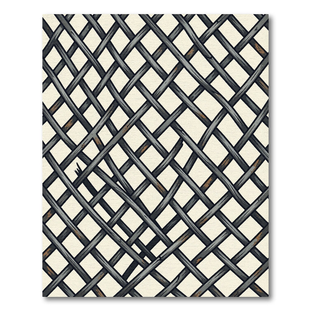 Distressed Charcoal Intersecting Lattice Grid Rug