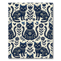 Navy Folk Art Cat Meadow Rug