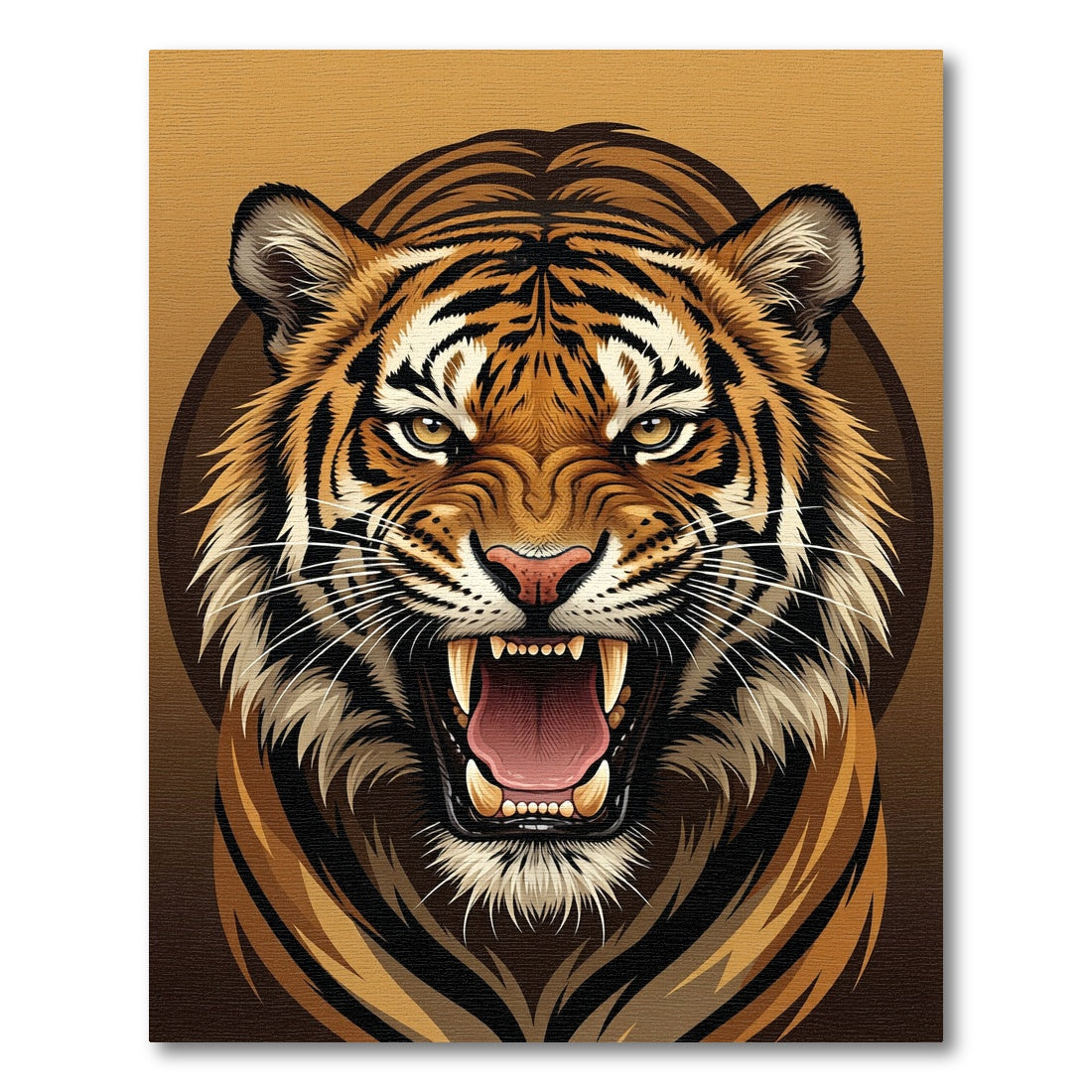 Fierce Orange Tiger Roaring Portrait Rug