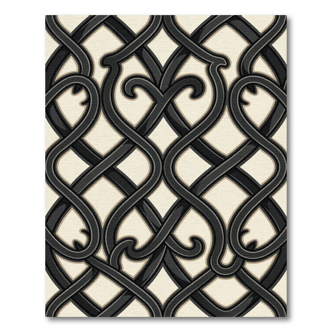 Elegant Monochromatic Iron Scrollwork Interlace Rug