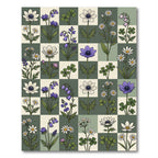 Sage Green Checkerboard Wildflower Meadow Rug