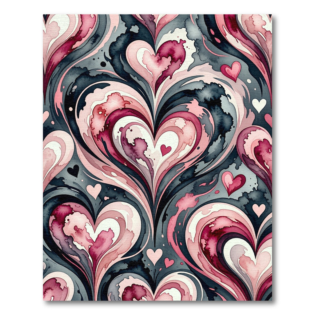 Pink Watercolor Heart Swirls Rug