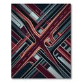 Geometric Crimson Overpass Abstract Art Rug