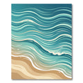 Abstract Teal Ocean Wave Coastline Rug