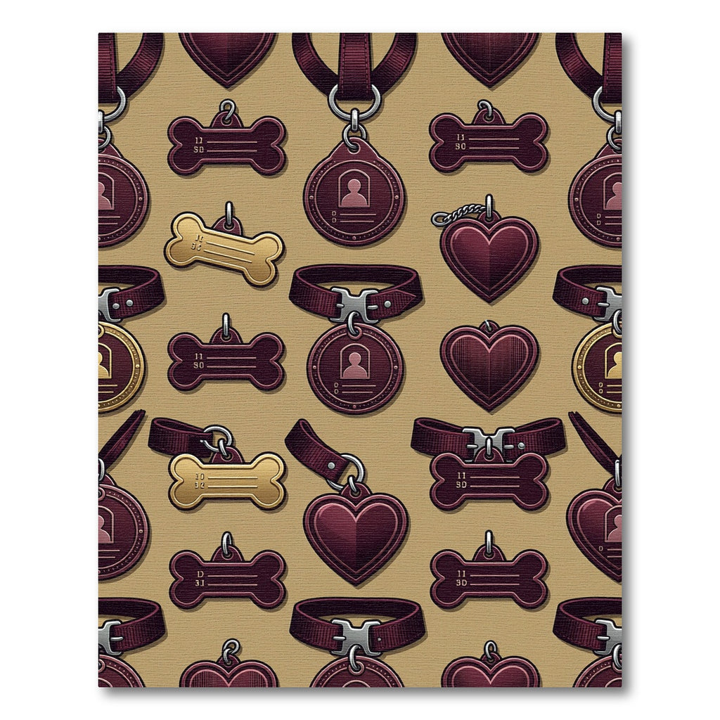 Burgundy Dog Tag Collar Seamless Illustration Rug