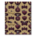 Burgundy Dog Tag Collar Seamless Illustration Rug