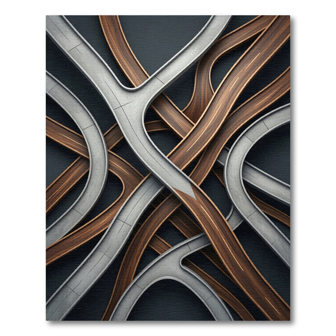 Modern Grey and Walnut Overpass Streamline Rug