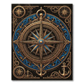 Nautical Golden Compass Navy Blue Medallion Rug