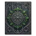 Gothic Emerald Silver Ornate Medallion Rug