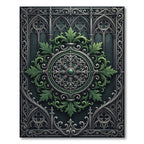 Gothic Emerald Silver Ornate Medallion Rug