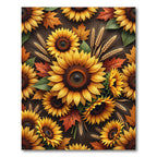 Golden Sunflower Wheat Autumn Leaves Rug