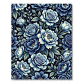 Classic Blue Floral Garden Arrangement Rug