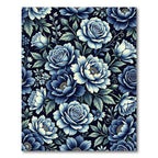 Classic Blue Floral Garden Arrangement Rug