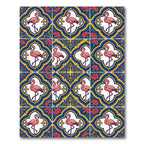 Pink Flamingo Blue Yellow Floral Medallions Rug