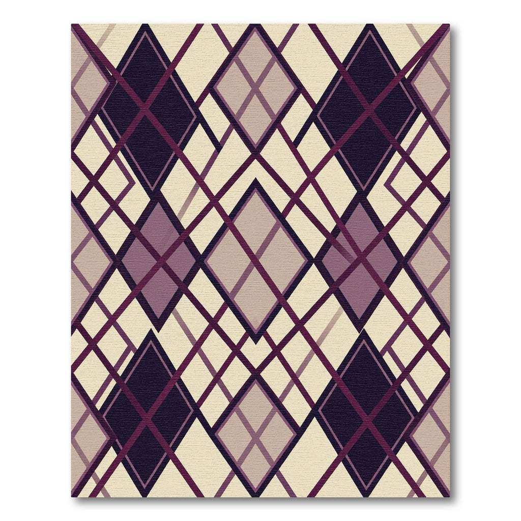 Sophisticated Burgundy And Beige Argyle Rug