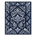 Deep Navy White Floral Lattice Rug