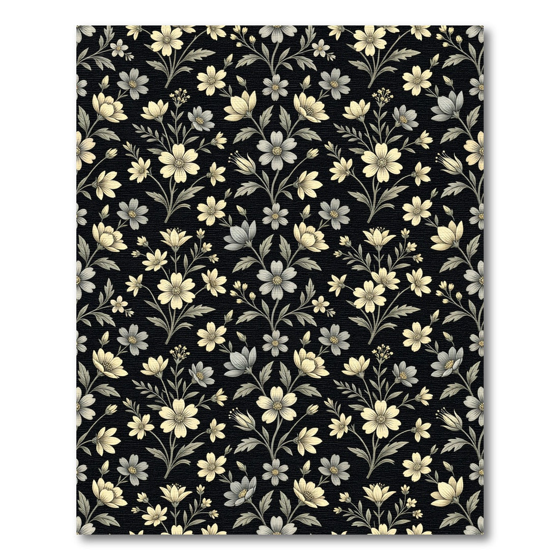 Cream Grey Floral Vine Composition Rug