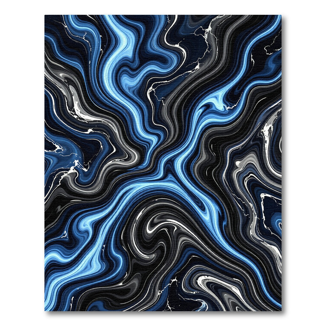 Metallic Blue and Black Liquid Swirl Rug