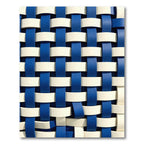 Modern Navy and Cream Woven Grid Rug
