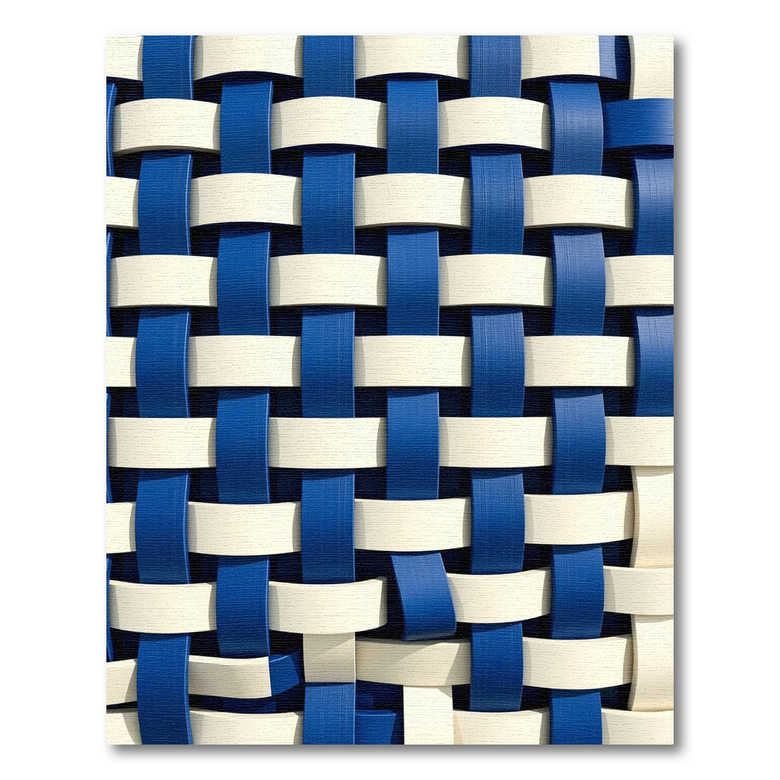 Modern Navy and Cream Woven Grid Rug