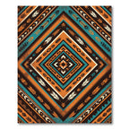 Geometric Feather Tribal Diamond Rug