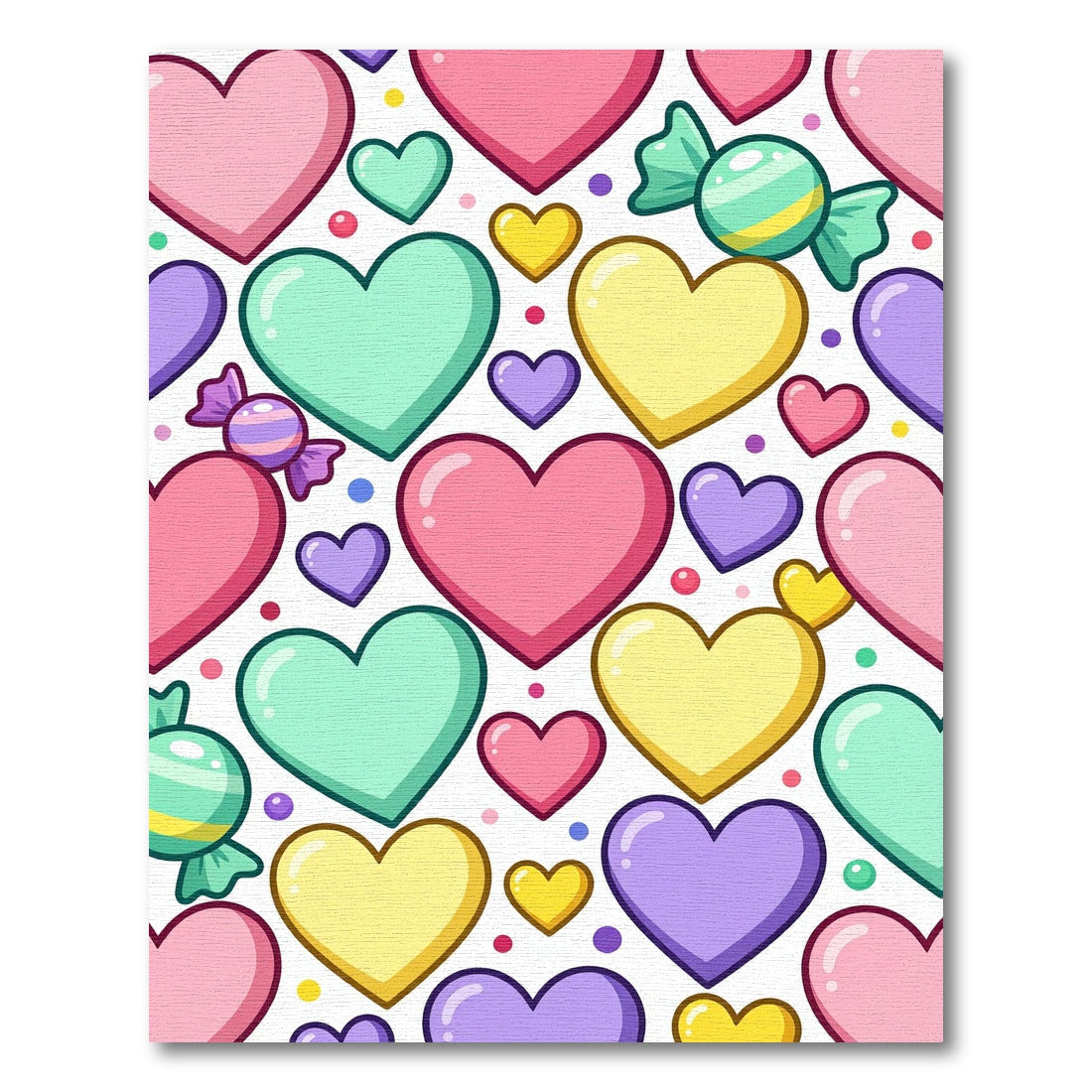 Playful Pastel Hearts and Candy Rug