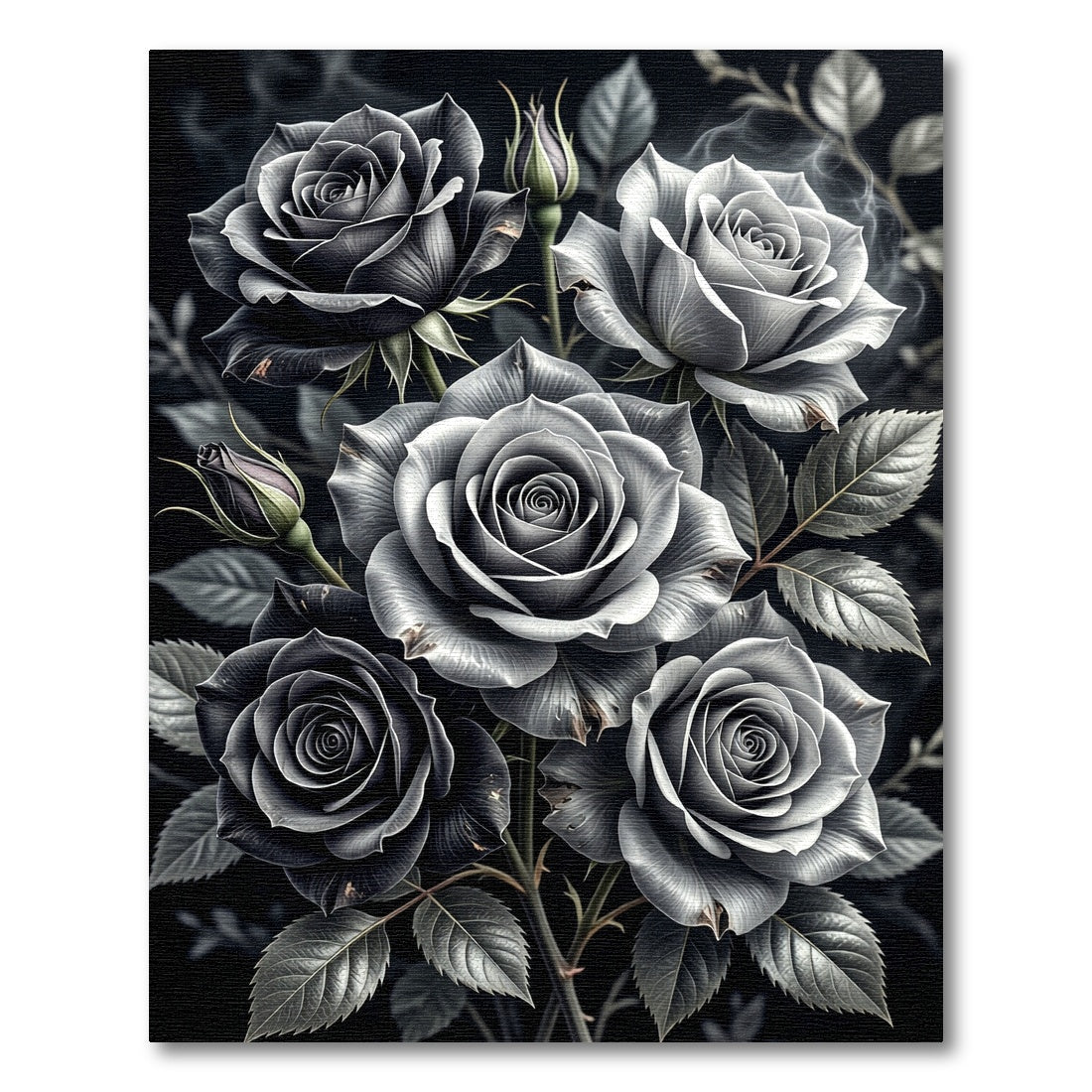 Monochromatic Elegant Rose Cluster Rug