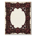Ornate Burgundy Floral Scroll Frame Rug