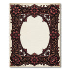 Ornate Burgundy Floral Scroll Frame Rug