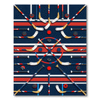 Geometric Hockey Stick and Puck Stripe Rug