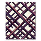 Geometric Crimson and Plum Intersecting Grid Rug