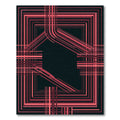 Crimson Geometric Lines Abstract Frame Rug