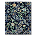 Elegant Navy Floral Paisley Swirl Rug