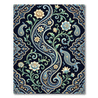 Elegant Navy Floral Paisley Swirl Rug