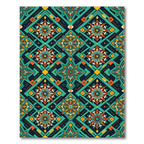 Emerald Teal Orange Mandala Diamond Rug