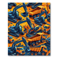 Vibrant Isometric Construction Vehicle Graphic Rug