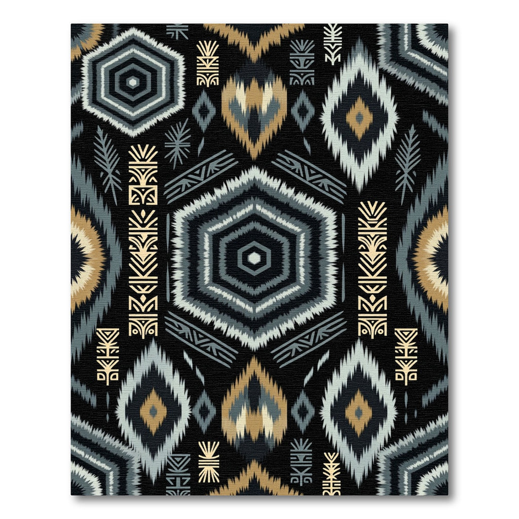 Geometric Tribal Black Gold Chevron Rug