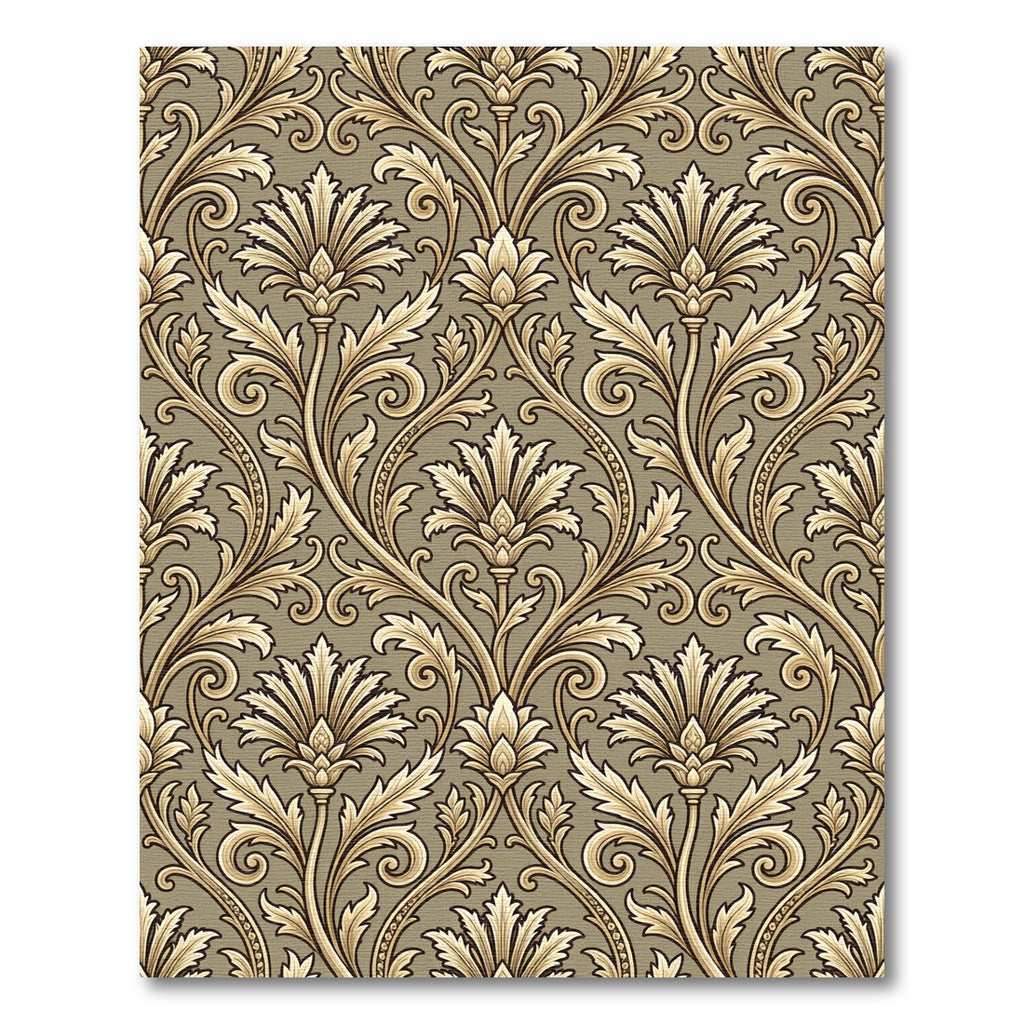 Golden Beige Acanthus Scrollwork Rug