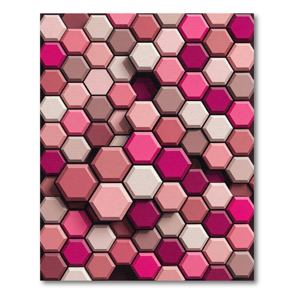 Sophisticated Rose Geometric Hexagon Mosaic Rug