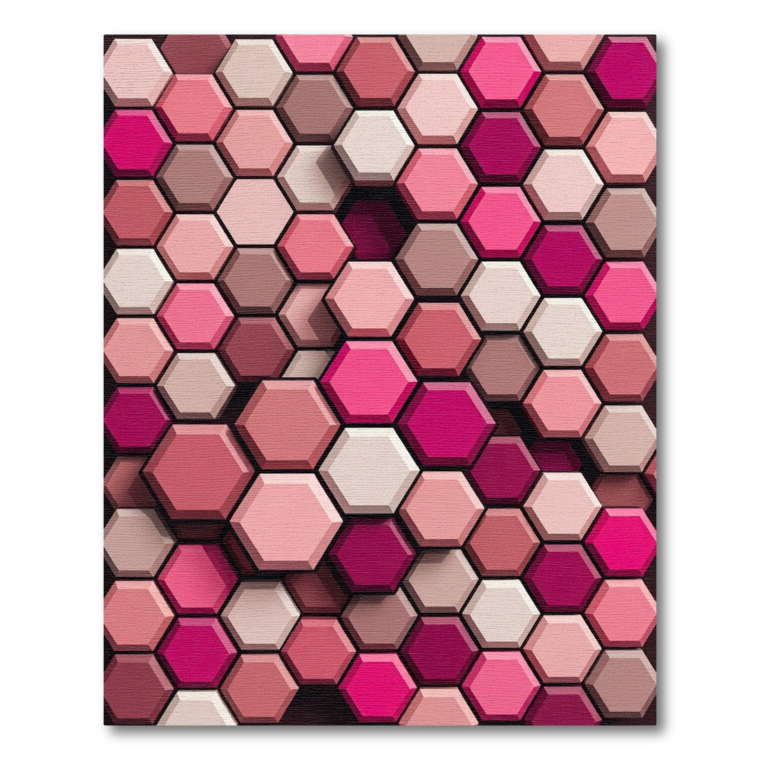 Sophisticated Rose Geometric Hexagon Mosaic Rug