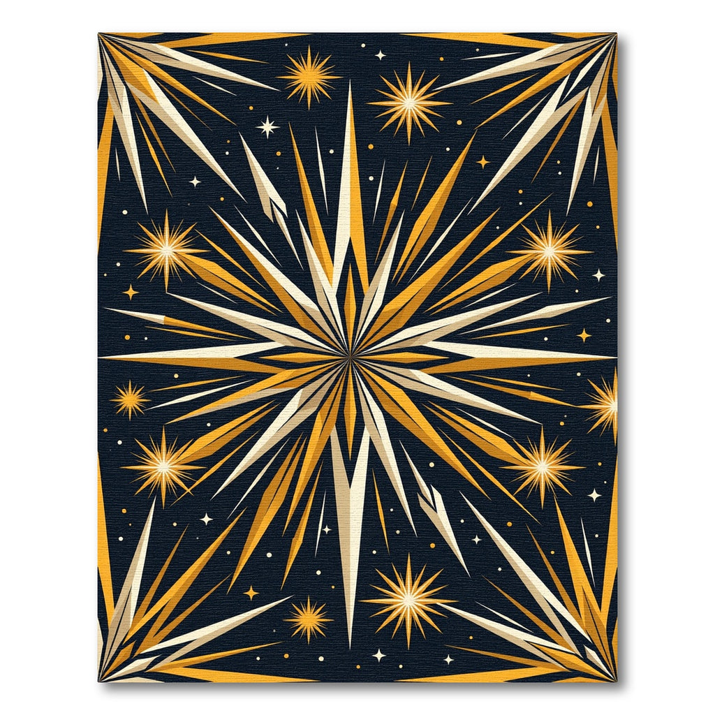 Golden Starburst Celestial Night Rug
