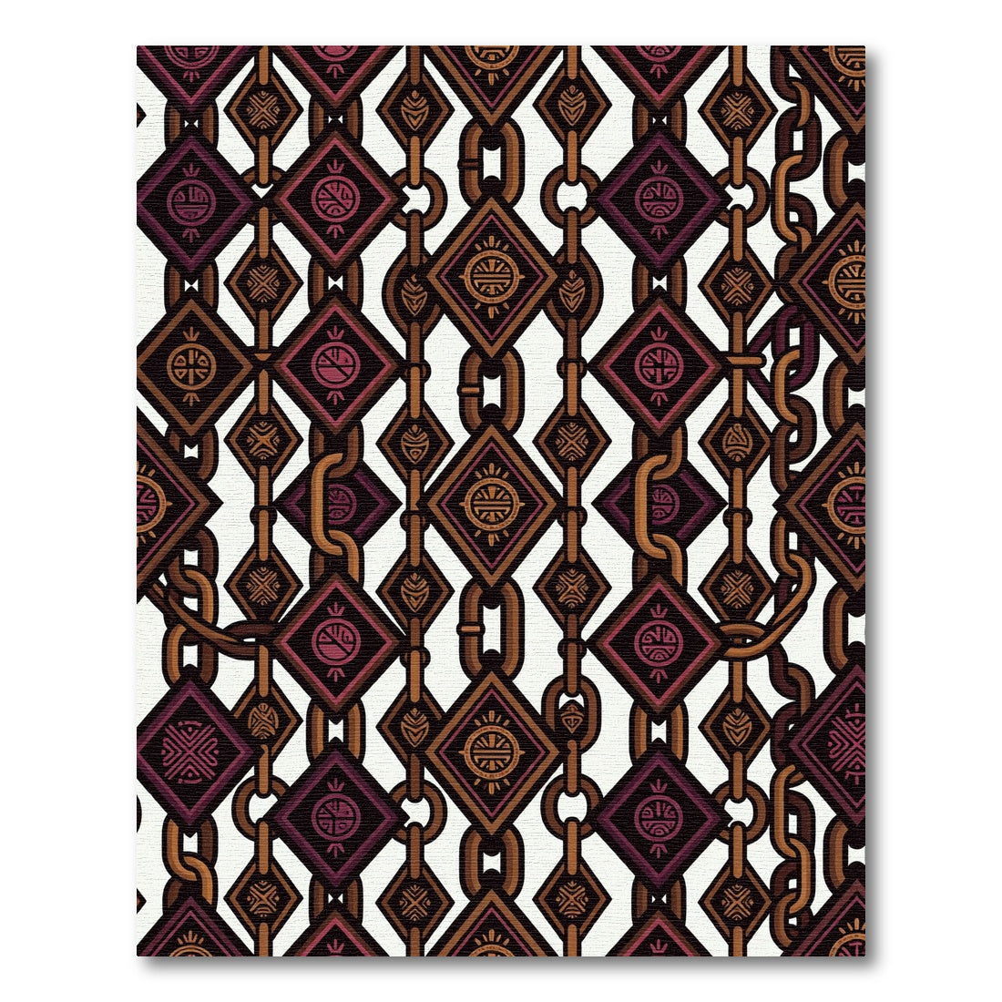 Geometric Chain Link Diamond Brown Rug