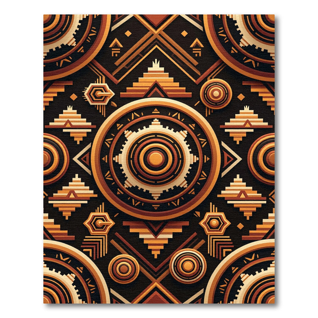 Geometric Golden Ochre Sunburst Medallion Rug