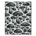 Monochromatic Botanical Mushroom Illustration Art Rug