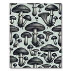 Monochromatic Botanical Mushroom Illustration Art Rug