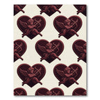 Dark Maroon Cupid Heart Illustration Rug