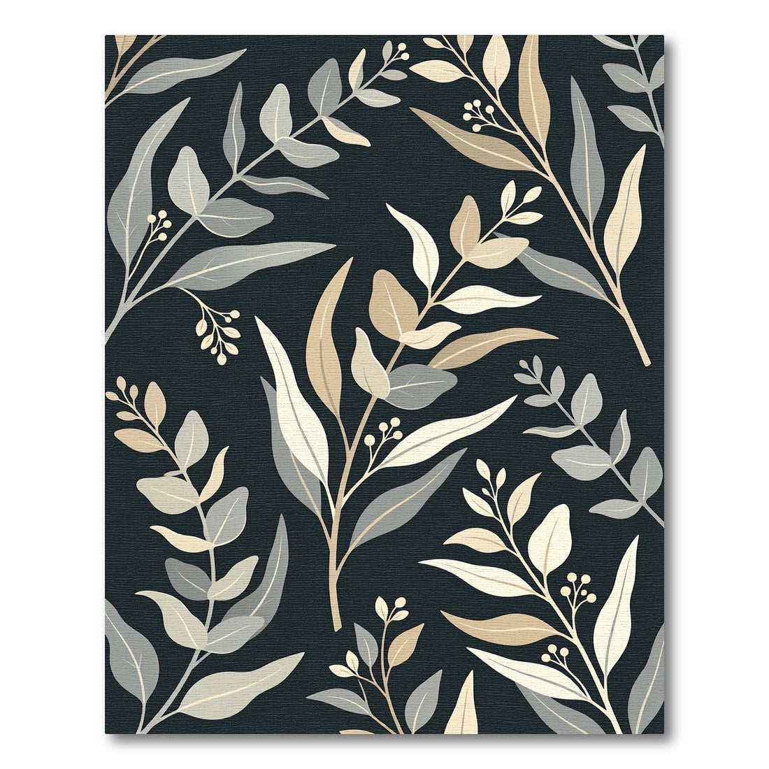 Earthy Subtle Leaf Branches Pattern Rug
